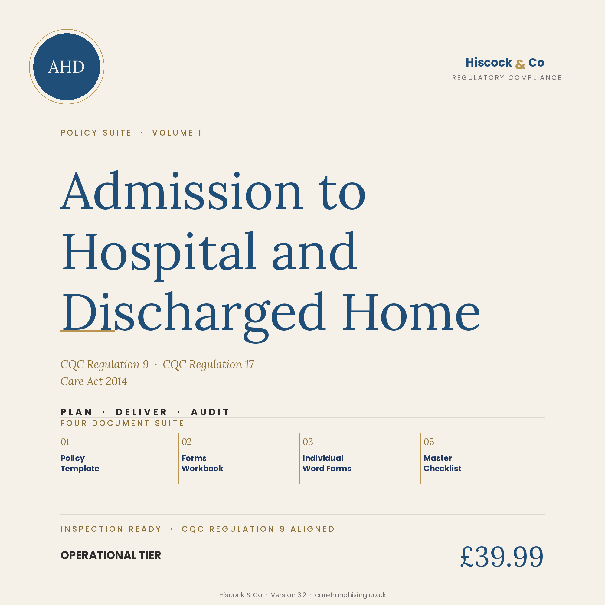 Admission to Hospital Policy Suite cover