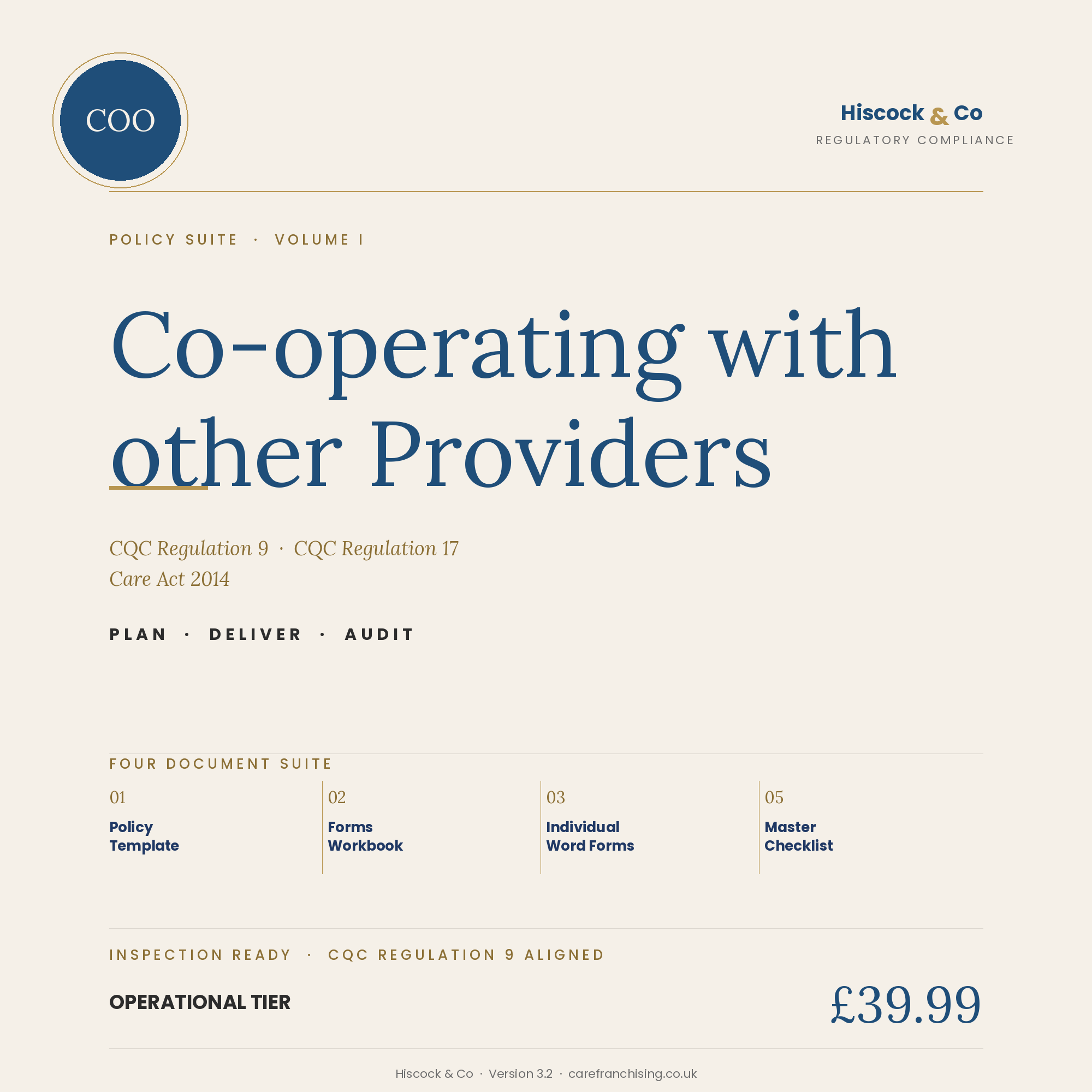 Co-operating with Other Providers Policy Suite cover
