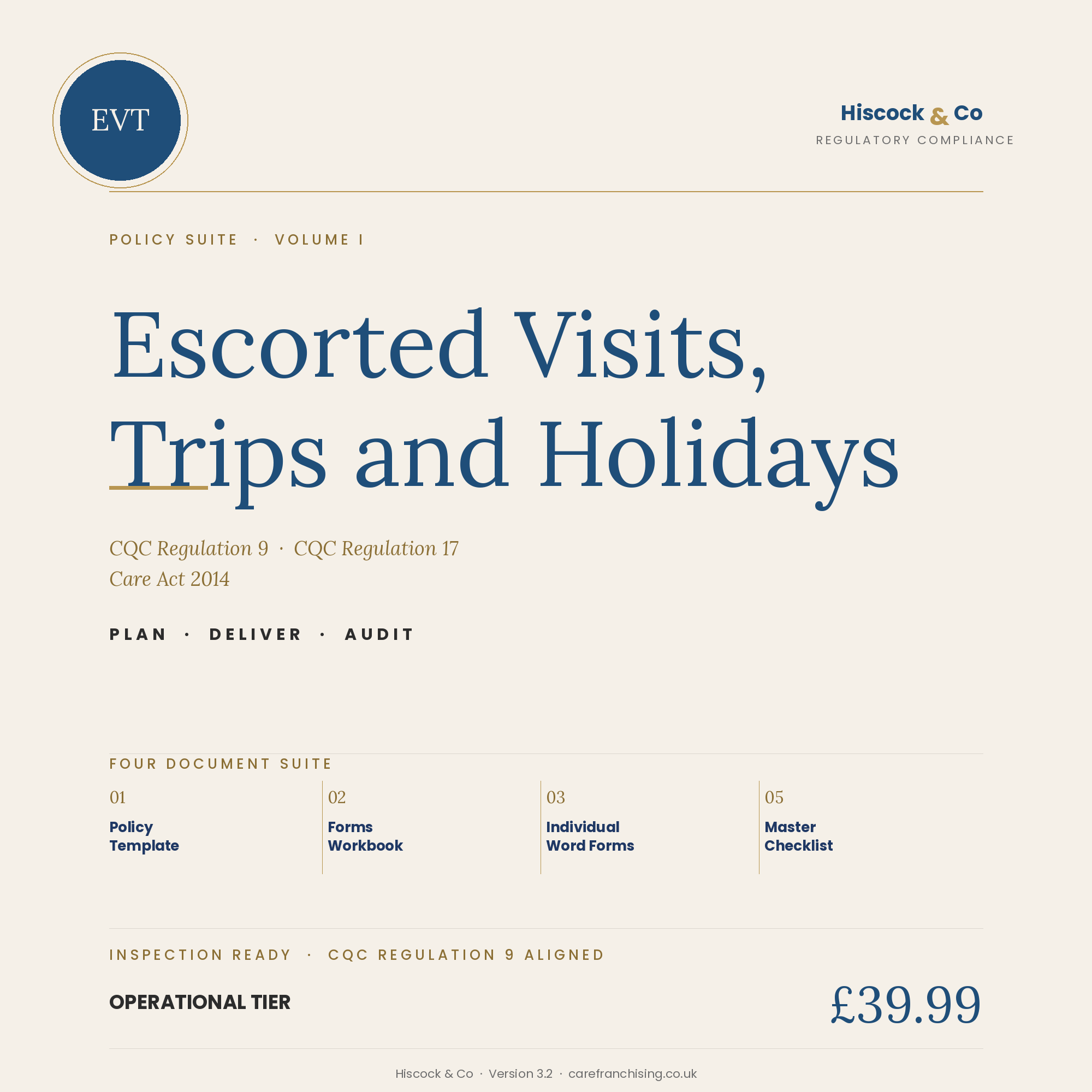 Escorted Visits, Trips and Holidays Policy Suite cover